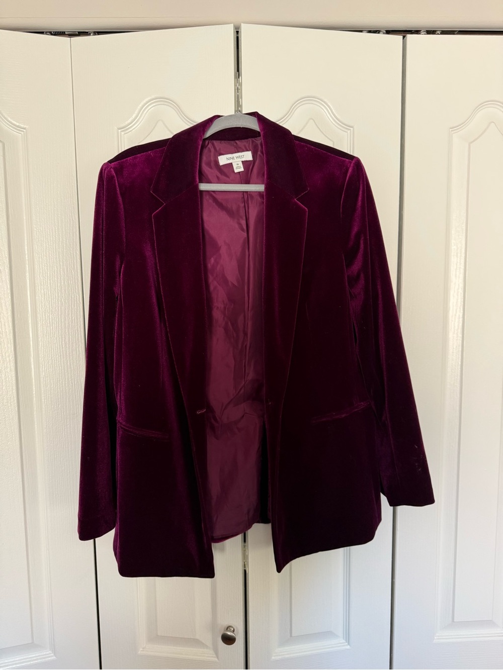 Nine West Women's Velvet Blazer - Plum Wine